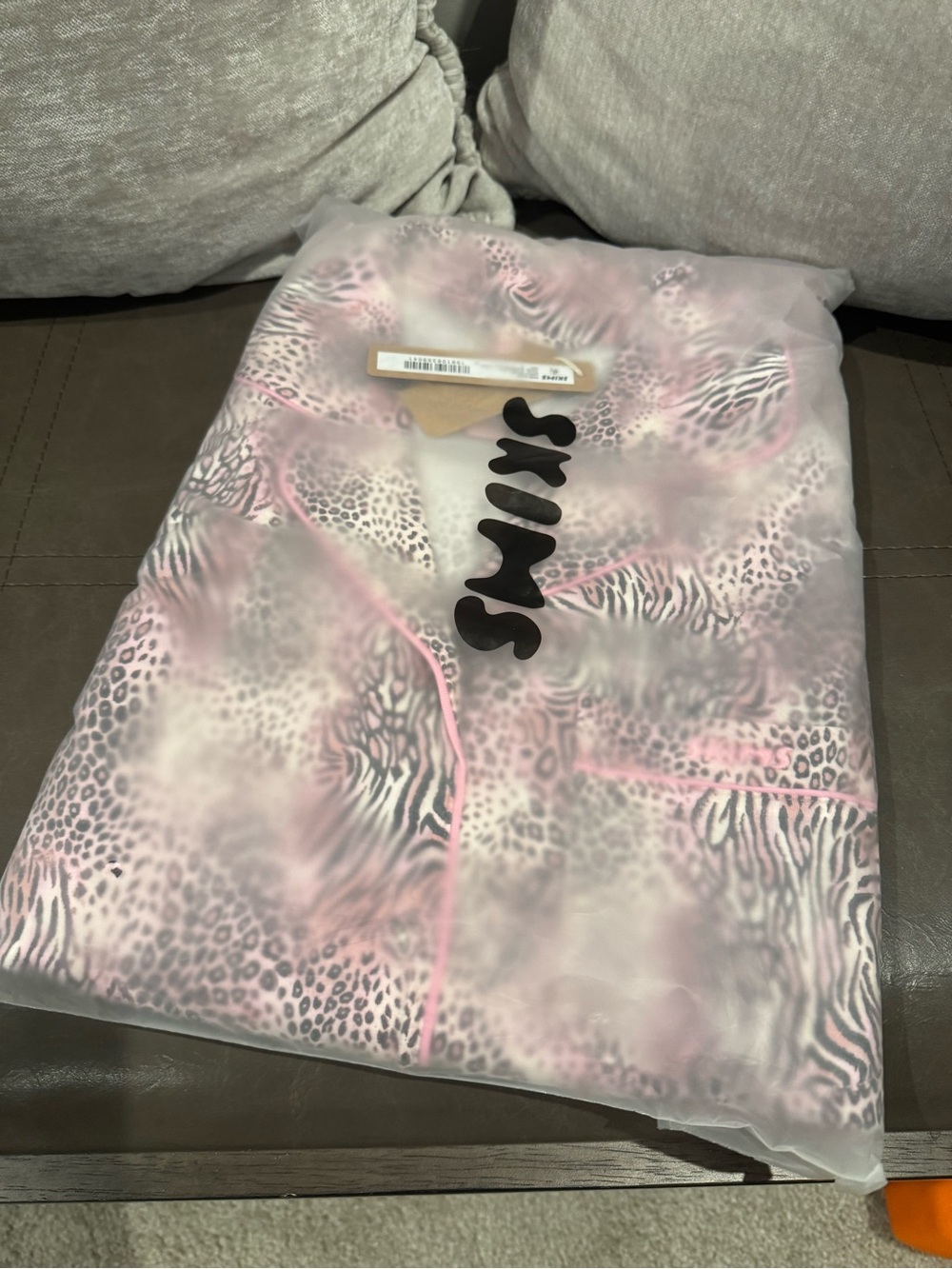 SKIMS Pink and Black Animal Print Sleepwear